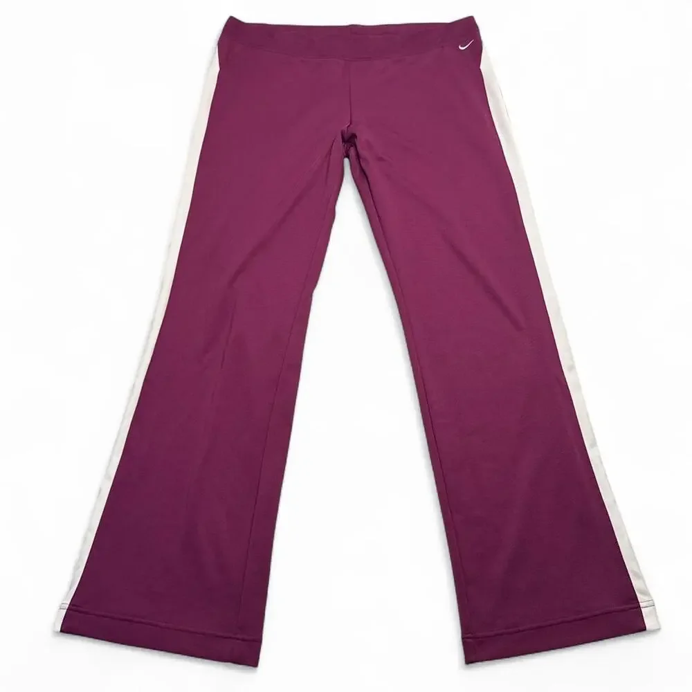 Vintage Nike LowRise Flared Purple & White Striped lightweight sweatpants large